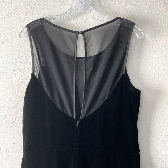Frederick's of Hollywood Dress Women XL Black Velvet Sheer Mesh Deep V-Neck Zip - Picture 5 of 13